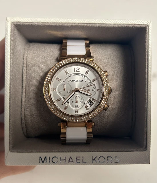 Women’s Michael Kors Rose Gold and White Parker Watch