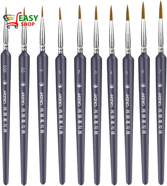 Pennello Di Dettaglio, 10Pcs Set Di Pennelli Da Pittura Miniatura Pennelli Acque