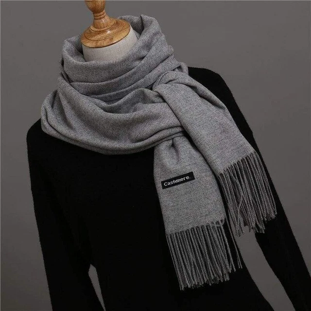 Écharpe 100 % cachemire gris uni – Fabriquée en Écosse par