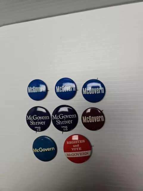 8 Vintage George McGovern Shriver 1972 Presidential Campaign Pinback Button 70s