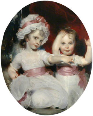 Oil painting young girl Emily-and-Harriet-Lamb-as-Children-Thomas-Lawrence art