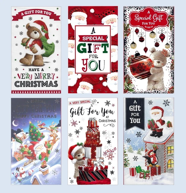 6 verschiedene niedliche Weihnachtsgeld Umschlag Brieftaschen gemischte Designs Geschenkkarte Weihnachten