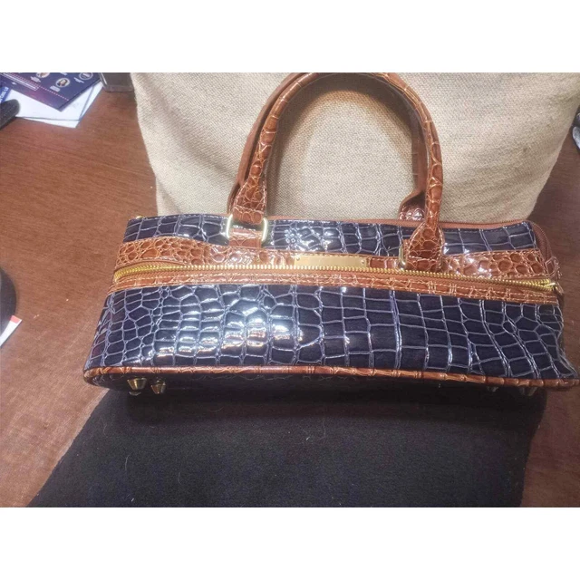 SAMANTHA BROWN Insulated Travel Wine Tote Faux Croc Leather Zip Closure Color