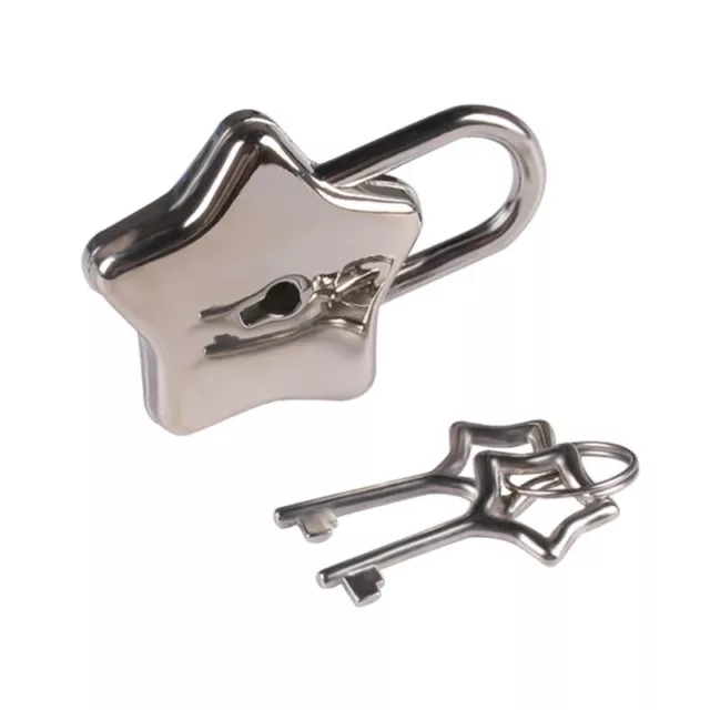 Small Metal Star Shaped Padlock Mini Lock with for Key for Jewelry Box Storage B