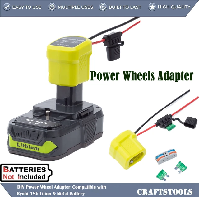 For Ryobi 18V Battery Adapter Holder Dock w/Wires For Power Wheels Upgrade New