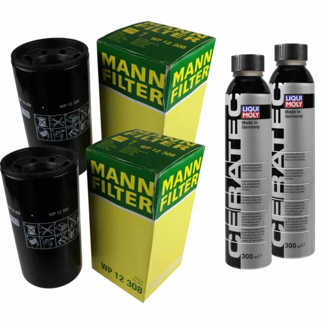 2x MANN-FILTER Ölfilter WP 12 308 + LIQUI MOLY Cera Tec 3721