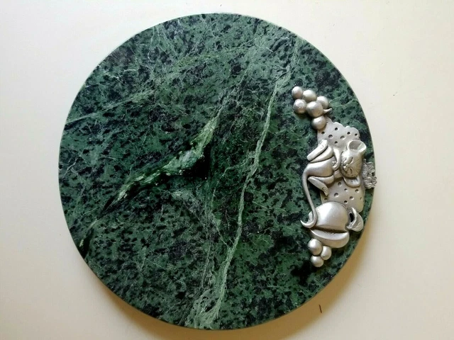 RUNDE GRÜNE MARMOR KÄSE Mausplatte - SCHNEIDEBRETT MIT ZINN (b78) 8