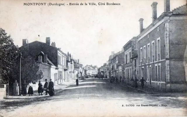 CPA 24 MONTPONT ENTRANCE DE LA VILLE COTE BORDEAUX (animated CPA