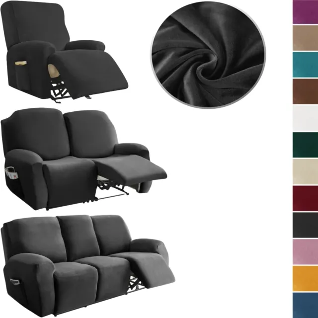 Velvet Recliner Chair Sofa Covers Full Cover 1/2/3 Seater Soft Couch Slipcover