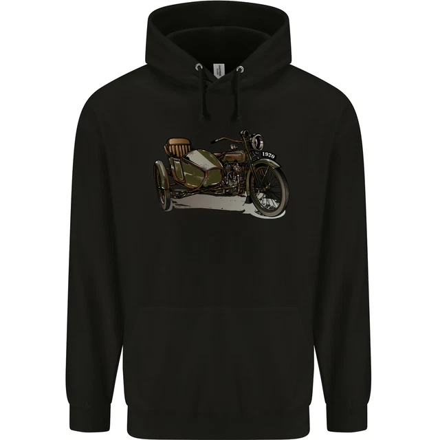 Felpa con cappuccio da uomo moto e sidecar biker 80% cotone