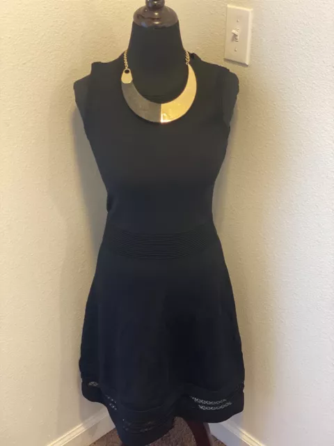 Michael Kors Black Ponte Fit Flare Dress Sleeveless LBD Size S Small NEW $175