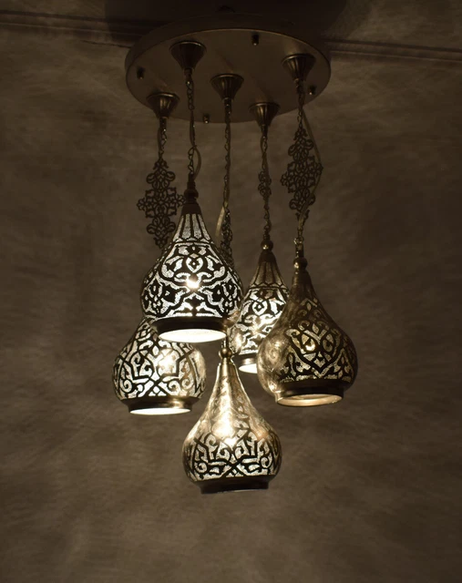 Moroccan 5 in 1 Hanging Pendant Lamps Lighting, ceiling light Chandelier