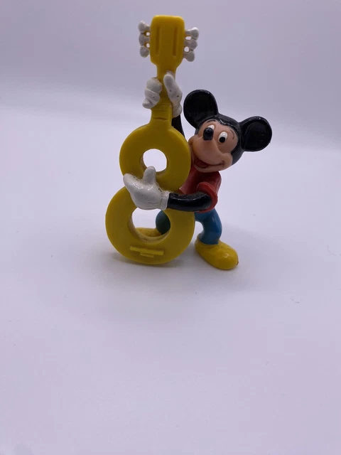 Vtg Mickey Mouse PVC Figure Applause Disney # 8 Guitar Cake Topper