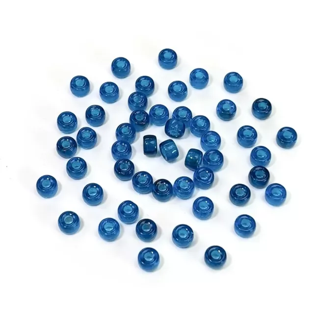 Czech Glass Druk Large Hole Beads 6mm, Medium Aqua blue color, 50pc J105