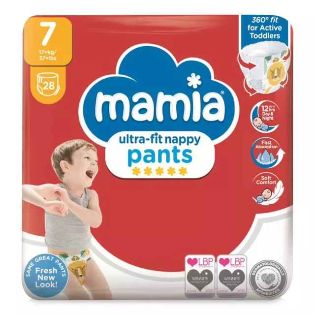 Mamia Ultra Fit Nappy Pants 28 Pack / Size 7 Ultra Dry Soft Diaper Pants