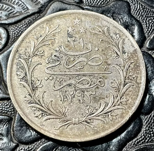 Egypt, Ottoman Ah1293 21 Or 1895 Silver 10 Piastres. Abdul-Hamid. Nice Grade.