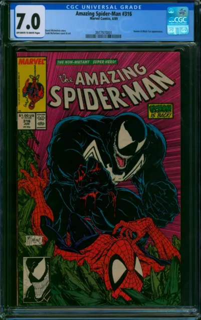 Amazing Spider-Man #316 ⭐ CGC 7.0 ⭐ 1st Venom Cover! Marvel Graded Comic 1989