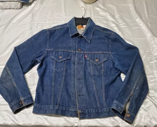 Vtg 70s Levi’s 70505-0217 Denim Jean Jacket Size 42 Usa Made Dark Wash