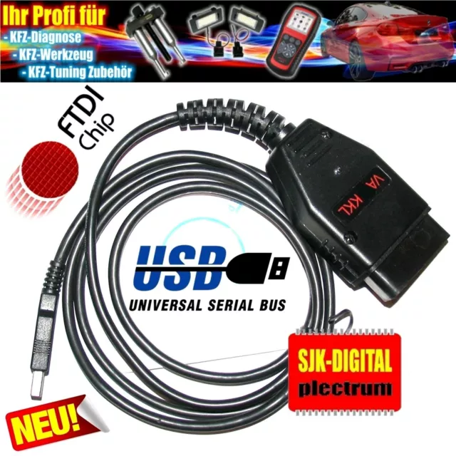 OBDII KKL USB Diagnose Interface Für VW Audi Seat Skoda Software 409.2 usw. Top