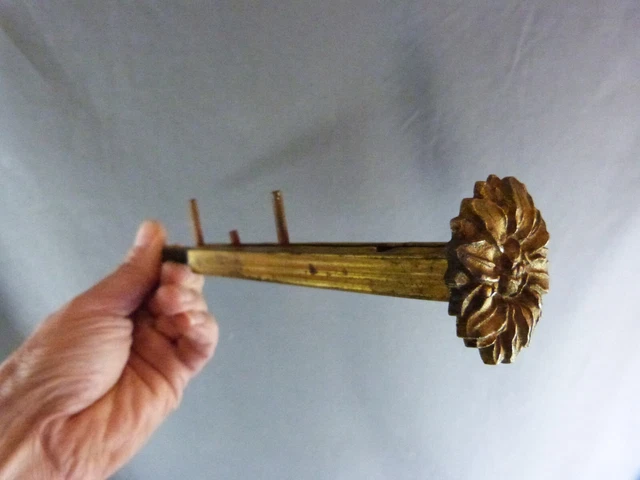 ⭐4 Antique French curtain tie back brackets Gilded Brass with fixing ⭐ 9
