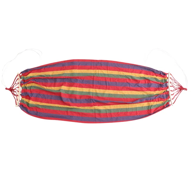 1pc Hängematte mit klappbaren Holzstraffelstangen Canvas Baumwoll tragbares