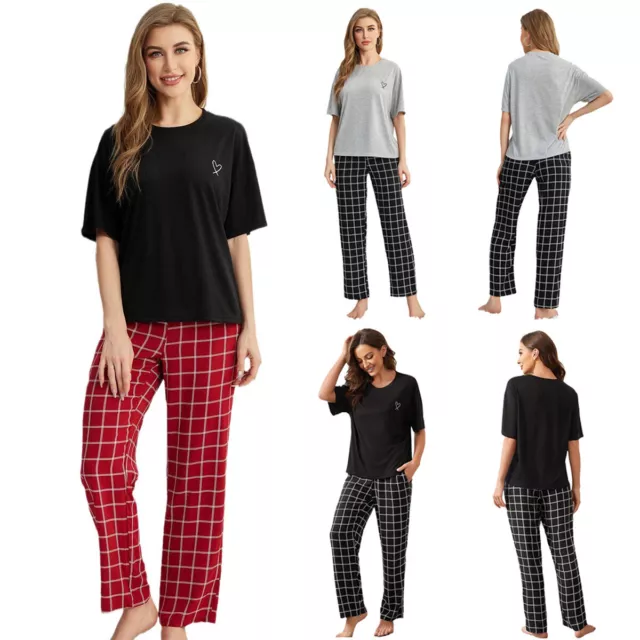 Spring/autumn women's short-sleeved long pants simple casual home wear set