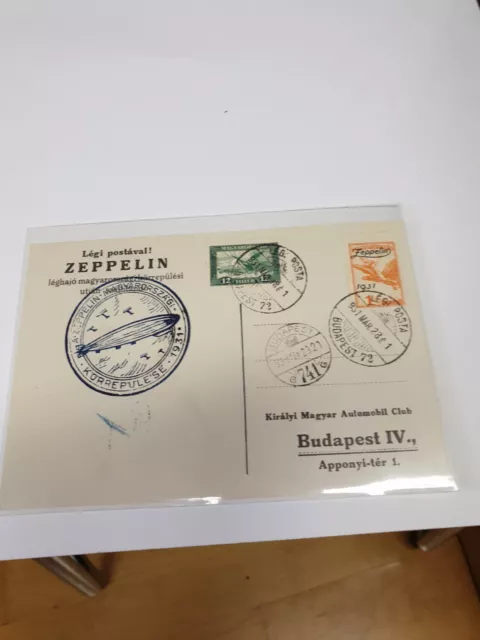 Zeppelin 1931, Ungarnfahrt, Karte mit 1 P. Zeppelin, Sieger 102 Aa