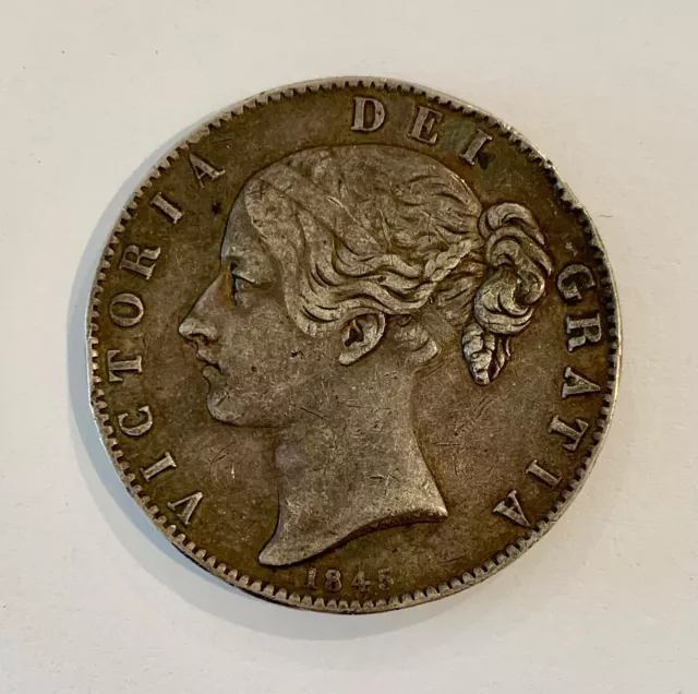 1845 Great Britain / United Kingdom Queen Victoria, Young Head Silver Crown Coin