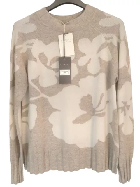 Kinross Cashmere Floral Intarsia Crew Neck 100% Cashmere Large Jumper RRP£350 2