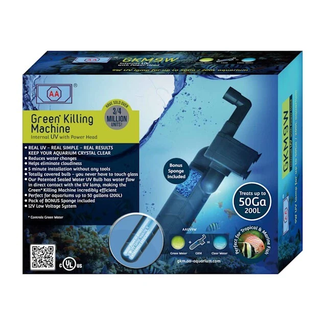 A.A Aquarium Green killing Machine 9W Internal UV for Aquariums up to 50Ga