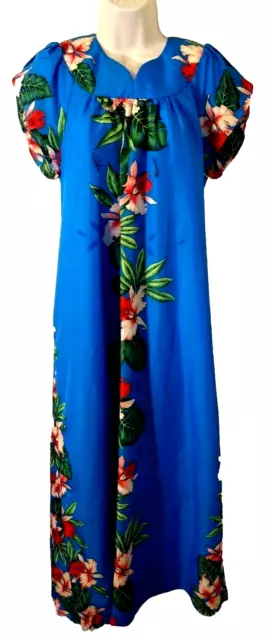 Royal Creations Hawaiian Maxi Dress Muumuu Sz Medium Floral Print Lightweight