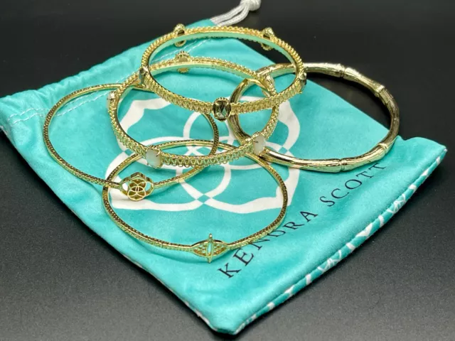 Kendra Scott Set of 5 Gold Bangle Bracelets, With Stone Sets