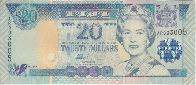 Fiji Islands Banknote P107a 20 Dollars (2002), QE II,   UNC. WE COMBINE