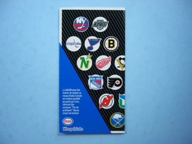 1988/89 Imperial Oil Esso Nhl Hockey Broadcasts Schedule English-French Version 2