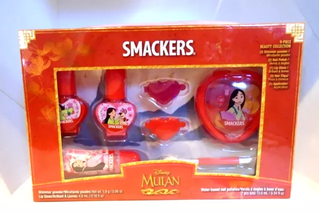 Smackers Disney Mulan 9 pc Beauty Collection Nail Polish Lip Gloss Clips
