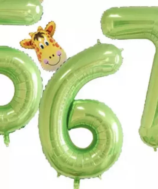 PALLONCINI 6 ANNI Giraffa Verde Elio 40 Polloci 100cm Compleanno Bambini  Party EUR 3,20 - PicClick IT