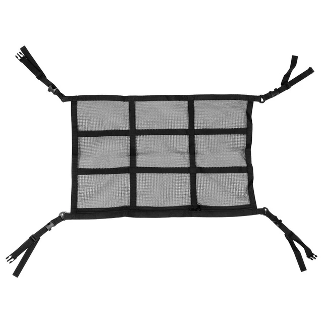 Rete Portaoggetti Da Soffitto Auto 80x52cm - Borsa Con Cerniera E Ganci Per SUV E Furgoni