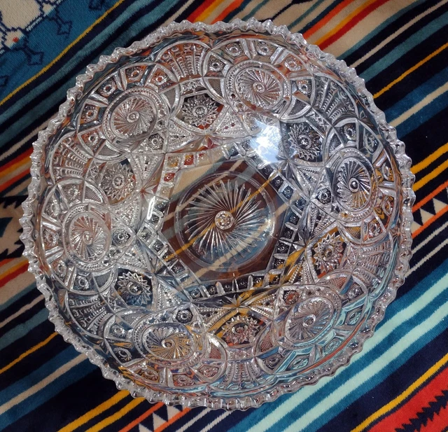 ✓✓ * RARE | ANTIQUE * Large 12" ABP Bowl - American Brilliant Cut Glass Crystal!
