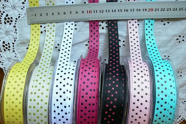 Grosgrain SPOT Ribbon 16mm - 5 Metre Length 7 Assort Coloured Choice MayArts LL5