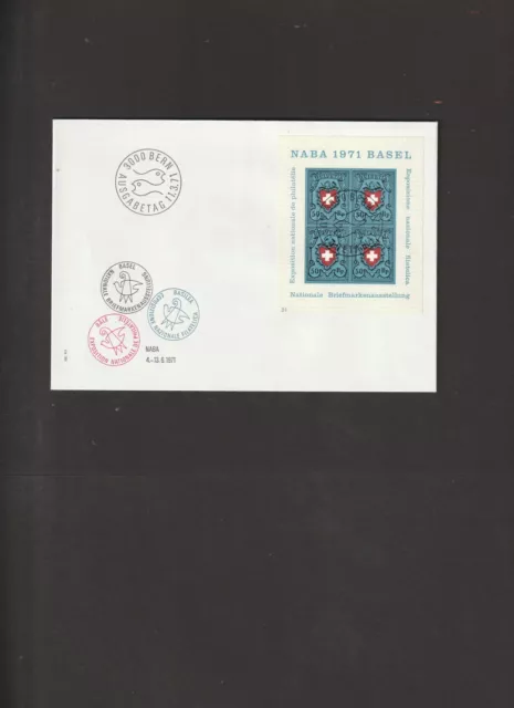 Schweiz FDC - Block 21 - Mi. Nr. 946 " Briefmarkenausstellung NABA`71 - Basel "