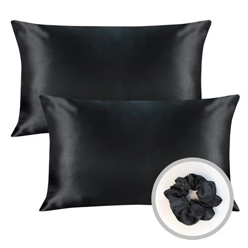 Taie d'oreiller en satin - Taies d'oreiller en soie artificielle 50x75 Lot de...