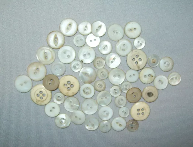 Old Antique Vtg 1800s Lot 50+ Mother of Pear MOP Buttons Workwear Clothes Shirt