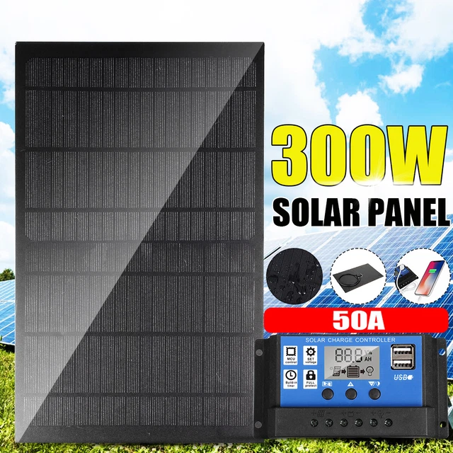 Kit de Panneau Solaire 300W Chargeur de Batterie 12V RV Remorque +50A Contrôleur