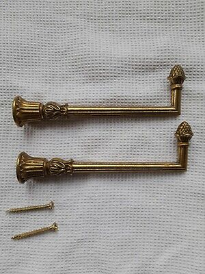 Pair Vintage French Brass Curtain hooks/tie backs.  Pomme de Pin. 15 cms