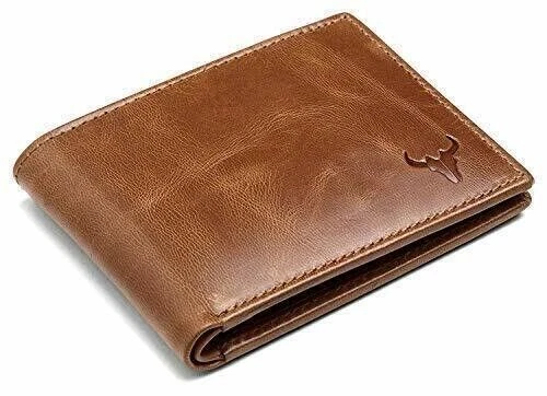 Nuevo Rfid Protegido Marrón Piel Bi Pliegue Cartera para Hombres