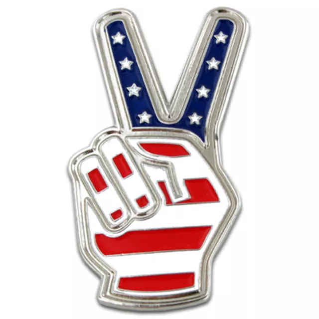 PinMart's American Flag Peace Sign Fingers Patriotic Lapel Pin