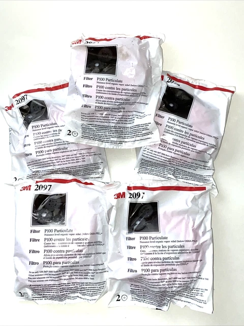 Filtros de repuesto de polvo de partículas 3M 2097 P100 ~ 5 paquetes de 2 cada uno = 10 NUEVOS
