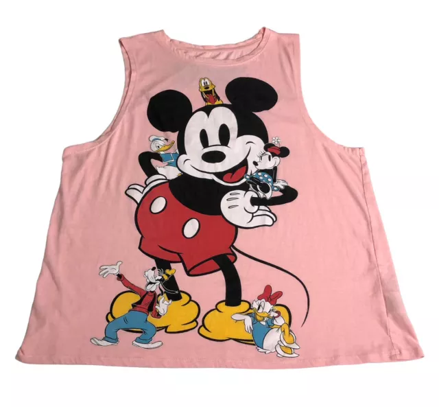 Disney Mickey Mouse & Friends Top Womens Juniors XL Pink Large Graphic Tank