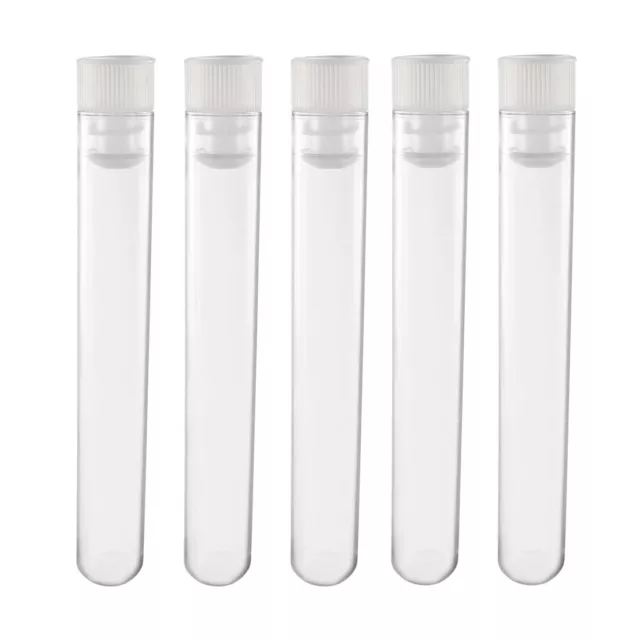 20 Pcs Centrifuge Test Tubes Round Bottom Polystyrene with White Cap 12 x 72mm