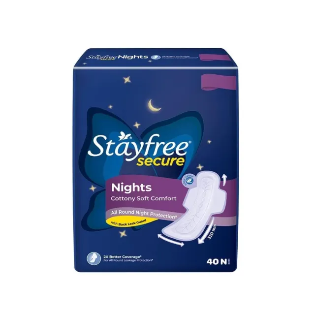 Almohadillas sanitarias para mujer Stayfree Secure Night 320 mm (40 servilletas)